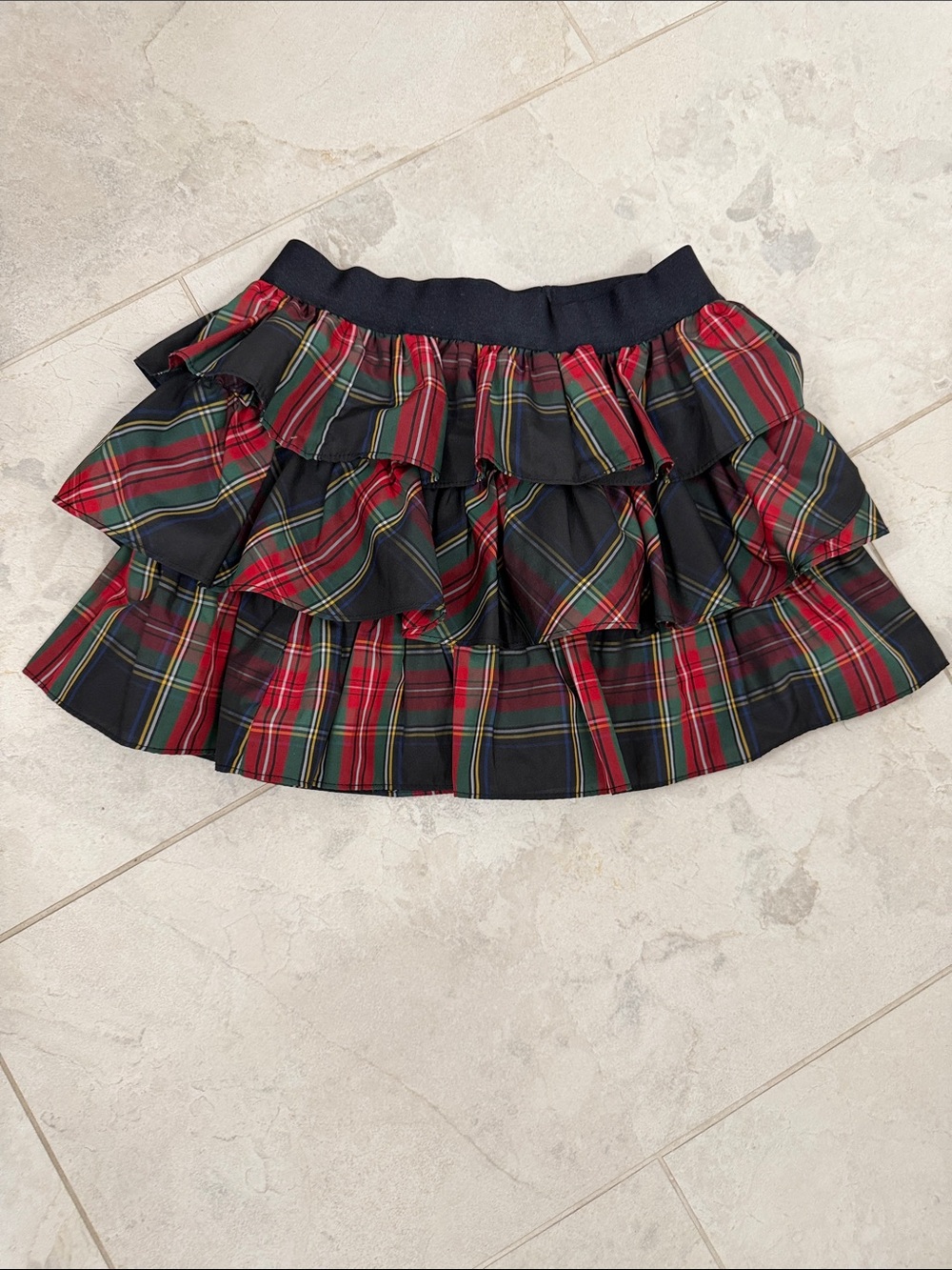 Tiered Red Plaid Ruffle Skirt - girls